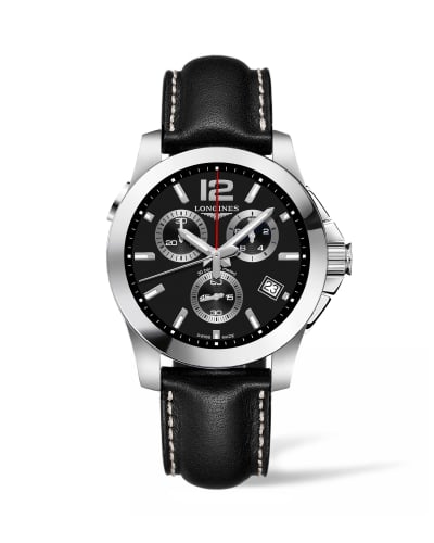 Longines Conquest Chronograph Quartz 41 Stainless Steel / Black / Strap