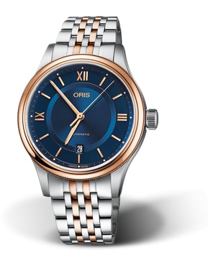 Oris Classic Date 42 Stainless Steel - Rose Gold / Blue / Bracelet