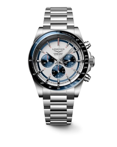 Longines Conquest Chronograph 42 Stainless Steel / Silver - Blue / Bracelet