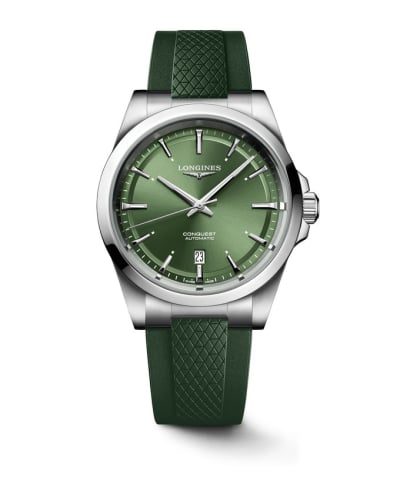 Longines Conquest 41 Stainless Steel / Green / Rubber