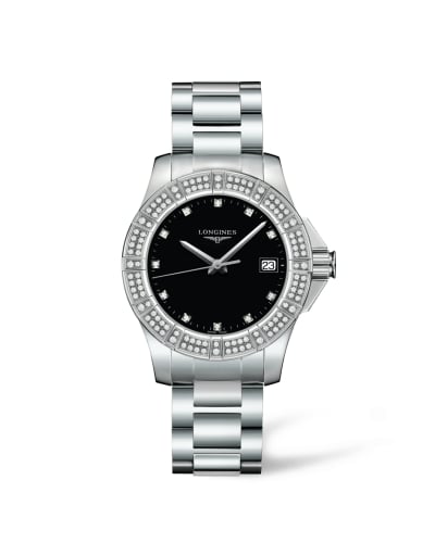 Longines Conquest 35 Quartz Stainless Steel Diamond Bezel