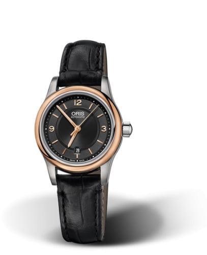 Oris Classic Date Lady 28.5 Stainless Steel - Rose Gold / Black