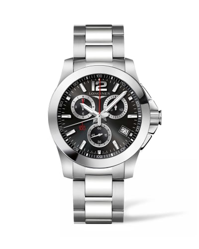 Longines Conqyuest Chronograph Quartz 41 Stainless Steel / Black / Bracelet
