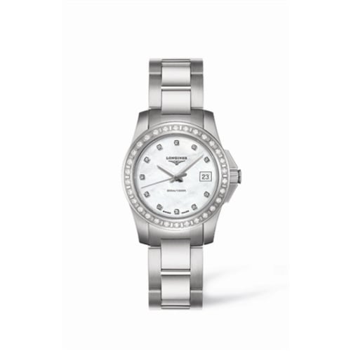 Longines Conquest 29.5 Quartz Stainless Steel Diamond Bezel