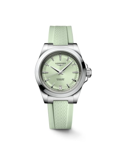 Longines Conquest 34 Stainless Steel / Mint Green / Rubber