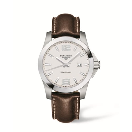 Longines Conquest Quartz 41mm Silver Leather
