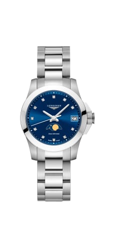 Longines Conquest 29.5 Quartz Moonphase Stainless Steel / Blue / Bracelet