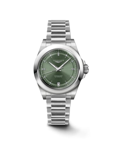 Longines Conquest 34 Stainless Steel / Green - Diamond / Bracelet