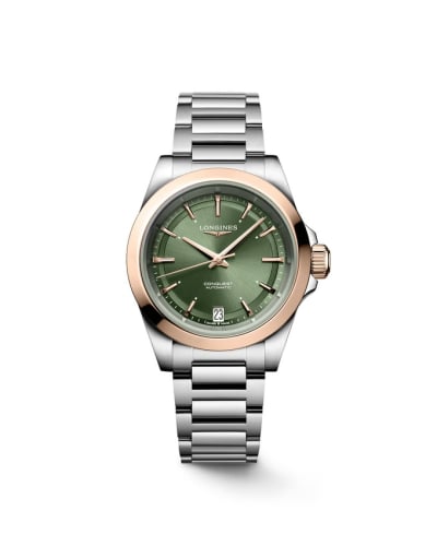 Longines Conquest 34 Stainless Steel - Pink Gold / Green / Bracelet