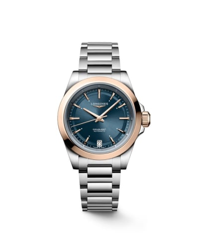 Longines Conquest 34 Stainless Steel - Pink Gold / Blue / Bracelet