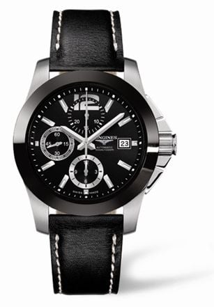 Longines Conquest Chronograph Ceramic Leather