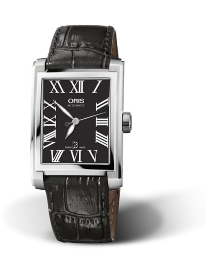Oris Rectangular Date 30 Stainless Steel / Black - Roman