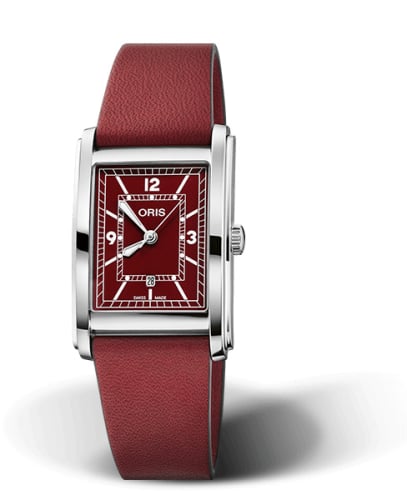 Oris Rectangular Date 25.5 Stainless Steel / Red