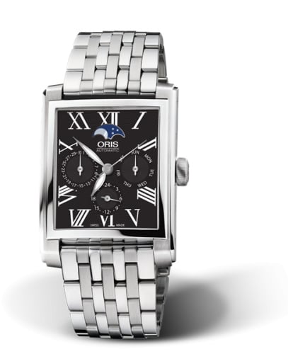 Oris Rectangular Complication Stainless Steel / Black - Roman / Bracelet
