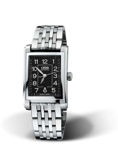 Oris Rectangular Date 24.5 Stainless Steel / Black - Arabic / Bracelet