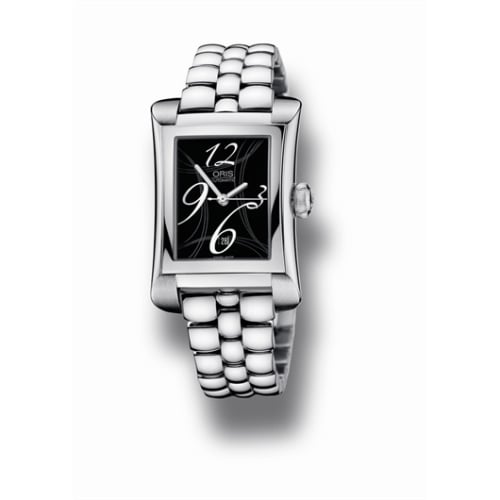 Oris Rectangular Date 25.9 Stainless Steel / Black / Bracelet