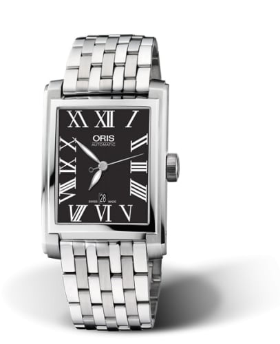Oris Rectangular Date 30 Stainless Steel / Black - Roman / Bracelet