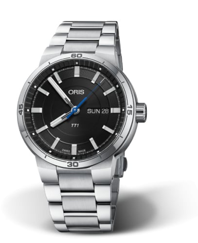 Oris TT1 Day Date Stainless Steel / Black / Bracelet
