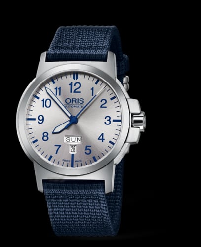 Oris BC3 Advanced Day Date Stainless Steel / Silver / Fabric