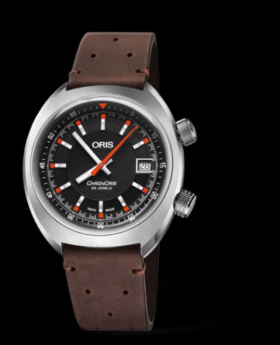Oris Chronoris Date / Black / Brown Leather