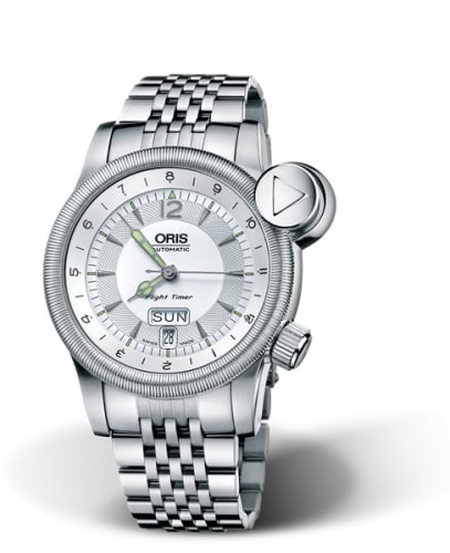 Oris Flight Timer² Day Date Stainless Steel / Black / Leather