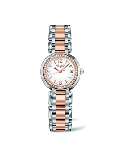 Longines PrimaLuna Quartz 26.5 Stainless Steel / Pink Gold / Diamond / White / Bracelet