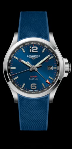 Longines Conquest V.H.P. GMT 43 Stainless Steel / Blue / Rubber