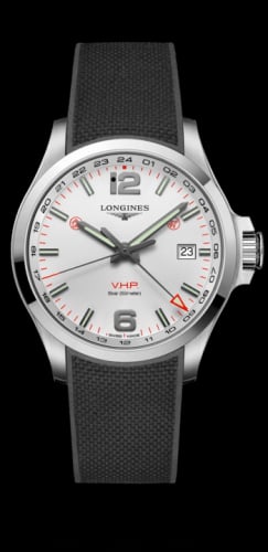 Longines Conquest V.H.P. GMT 43 Stainless Steel / Silver / Rubber