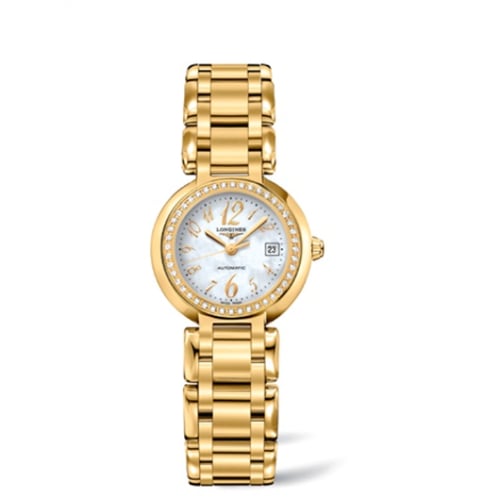 Longines PrimaLuna Automatic 26.5 Yellow Gold Diamond Funky MOP