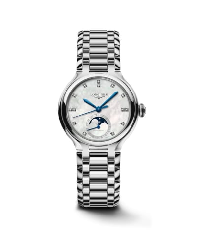 Longines PrimaLuna 34 Automatic Moonphase Stainless Steel / MOP / Bracelet
