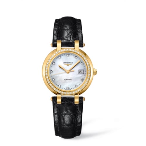 Longines PrimaLuna Automatic 30 Yellow Gold Diamond Leather MOP