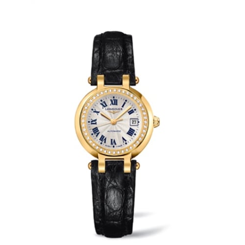 Longines PrimaLuna Automatic 26.5 Yellow Gold Diamond Leather