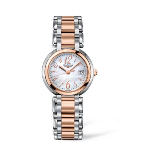 Longines PrimaLuna Quartz 30 Stainless Steel / Pink Gold / MOP - Arabic / Bracelet