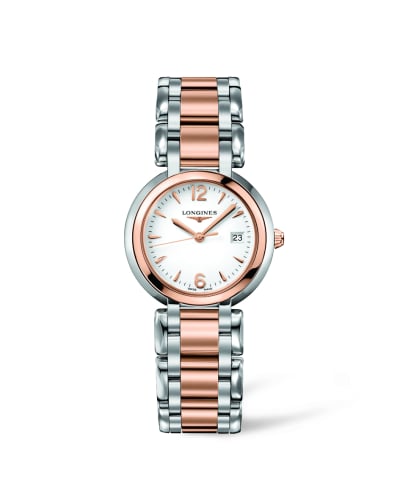 Longines PrimaLuna Quartz 30 Stainless Steel / Pink Gold / White / Bracelet