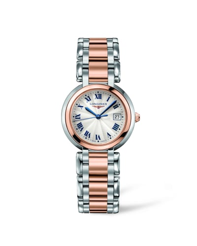 Longines PrimaLuna Quartz 30 Stainless Steel / Pink Gold / Silver - Roman / Bracelet