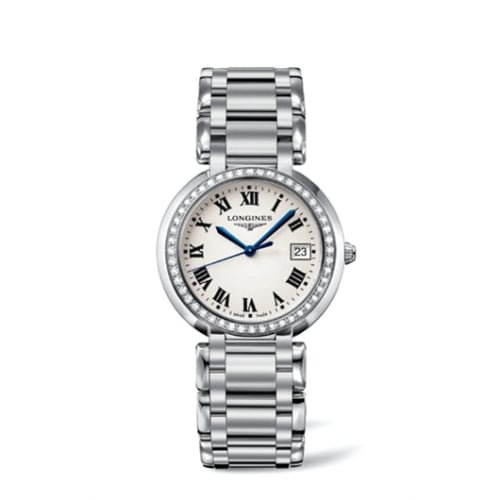 Longines PrimaLuna Quartz 34 Stainless Steel / Diamond / Silver - Roman / Bracelet