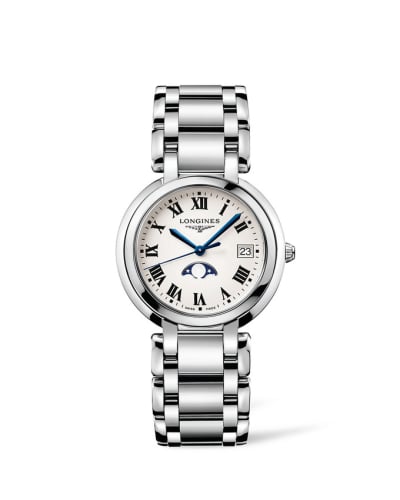 Longines PrimaLuna 34 Quartz Moonphase Stainless Steel / Silver - Roman / Bracelet