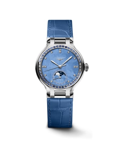 Longines PrimaLuna 34 Automatic Moonphase Stainless Steel / Blue MOP