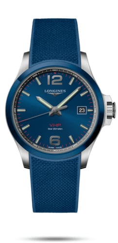 Longines Conquest V.H.P. 43 Stainless Steel / Ceramic / Blue / Rubber