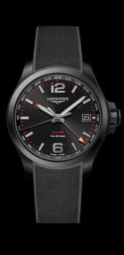 Longines Conquest V.H.P. GMT 41 PVD / Black / Rubber