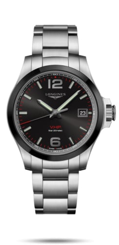 Longines Conquest V.H.P. 41 Stainless Steel / Ceramic / Black / Bracelet