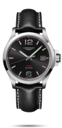 Longines Conquest V.H.P. 43 Stainless Steel / Black / Leather