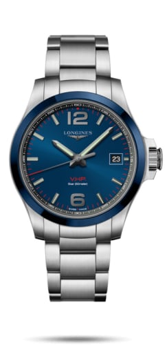 Longines Conquest V.H.P. 41 Stainless Steel / Ceramic / Blue / Bracelet