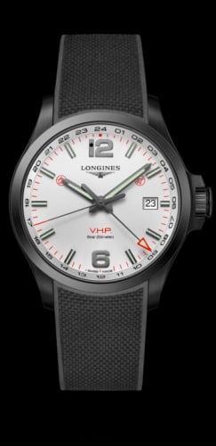 Longines Conquest V.H.P. GMT 43 PVD / Silver / Rubber