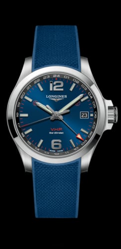 Longines Conquest V.H.P. GMT 41 Stainless Steel / Blue / Rubber