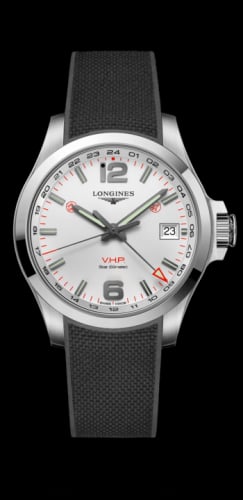 Longines Conquest V.H.P. GMT 41 Stainless Steel / Silver / Rubber