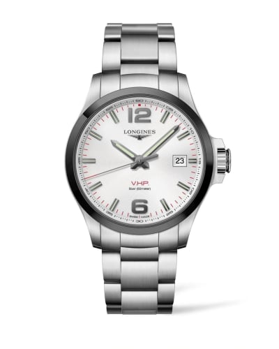 Longines Conquest V.H.P. 43 Stainless Steel / Ceramic / Silver / Bracelet