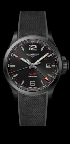 Longines Conquest V.H.P. GMT 43 PVD / Black / Rubber