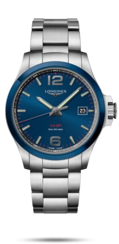 Longines Conquest V.H.P. 43 Stainless Steel / Ceramic / Blue / Bracelet