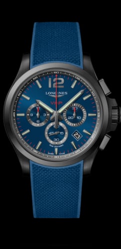 Longines Conquest V.H.P. Chronograph 44 PVD / Blue / Rubber